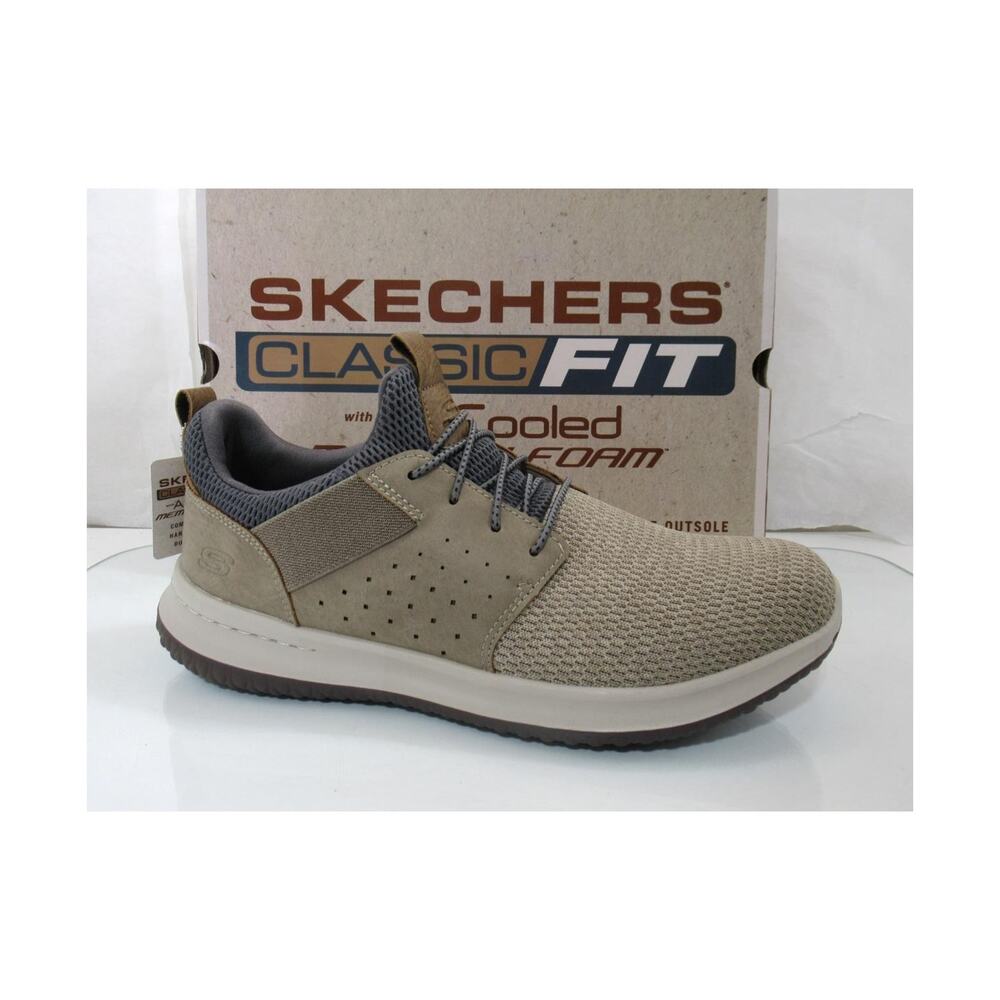 Men's Skechers Classic Fit Delson Camben Slip On Shoes Sneakers Taupe Size 11